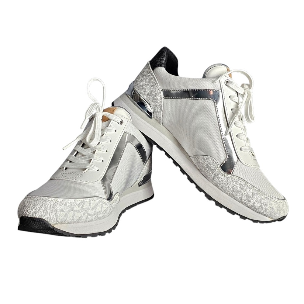 Michael Kors Stylish White and Silver Women's Sneakers